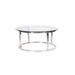 Noble Table à Café Argent - top Verre 40"