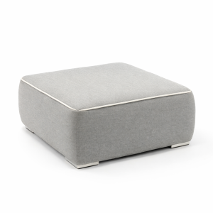 Canapé Nadi en flanelle grise – module ottoman